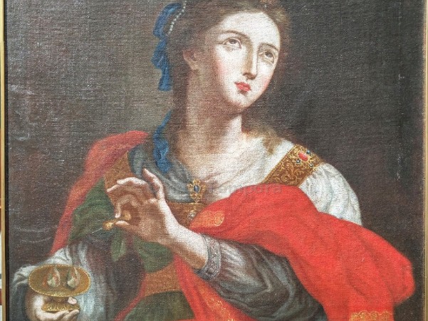 Espressione veneta XVIII secolo - Santa Lucia - olio su tela egregiamente restaurato e rintelato - misure cm 71x92