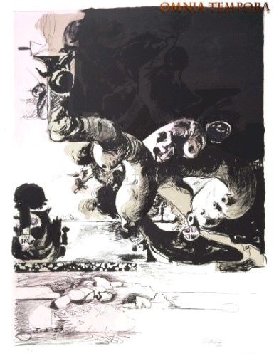 Graham Sutherland - Sette litografie a colori più una di Guttuso - disegnate su lastre di zinco - stampa postuma eseguita a mano nell'atelier dell'Editore - Carta intonsa puro cotone della Cartiera Magnani di Pescia - misure cm. 76x56