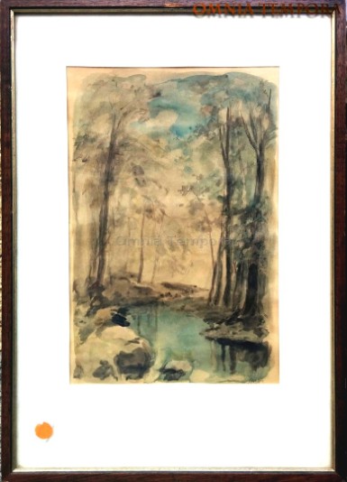 Leonardo Stroppa - Bosco con ruscello - acquerello su carta - anni 40/50 - misura cm. 35x24